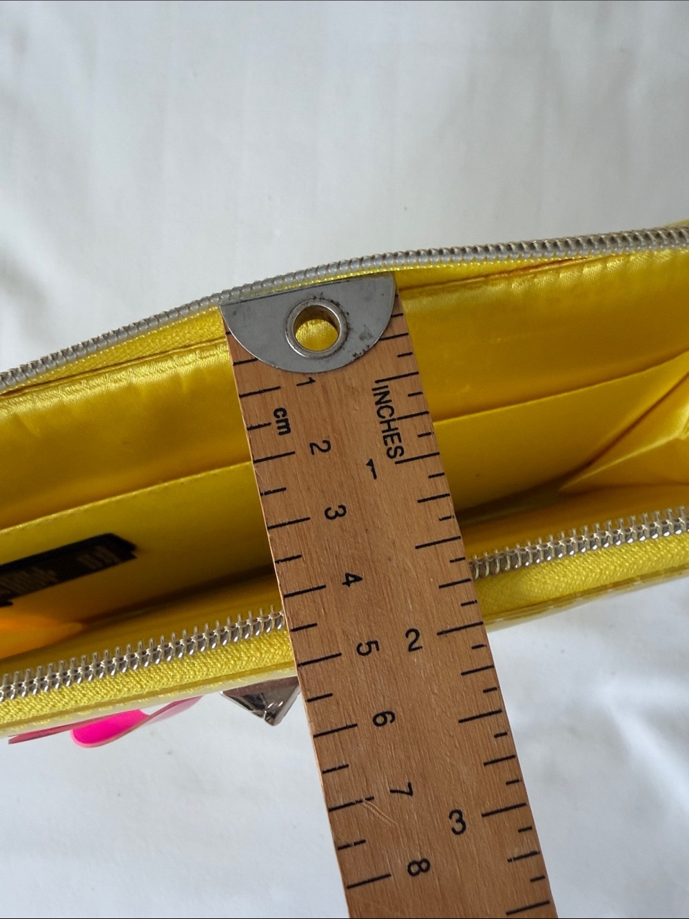 Ted Baker Yellow Patent Pouch with Pink Bow Detail - Picture 9 of 10